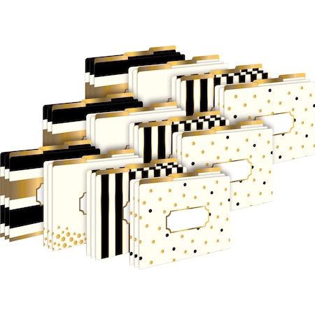 Barker Creek Gold Designer Letter-Size File Folders, Multi-Design Set, 36/Package 3934